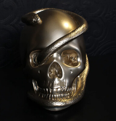 Gold Snake Skull Ornament