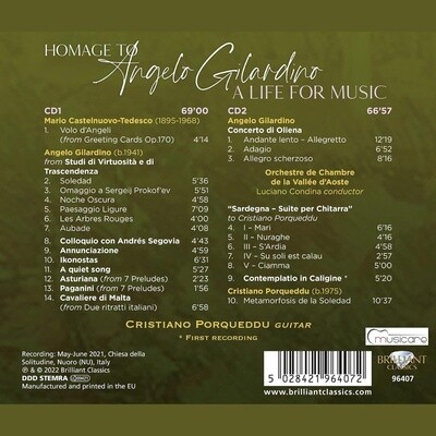 Cristiano Porqueddo | Homage To Angelo Gilardino: A Life For Music | CD