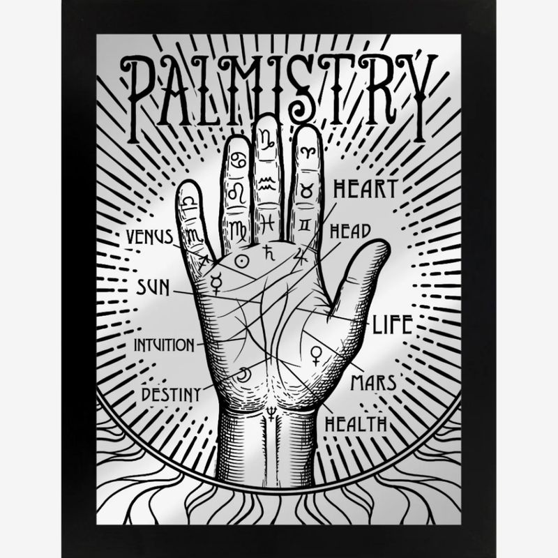 Framed Palmistry Mirrored Tin Sign