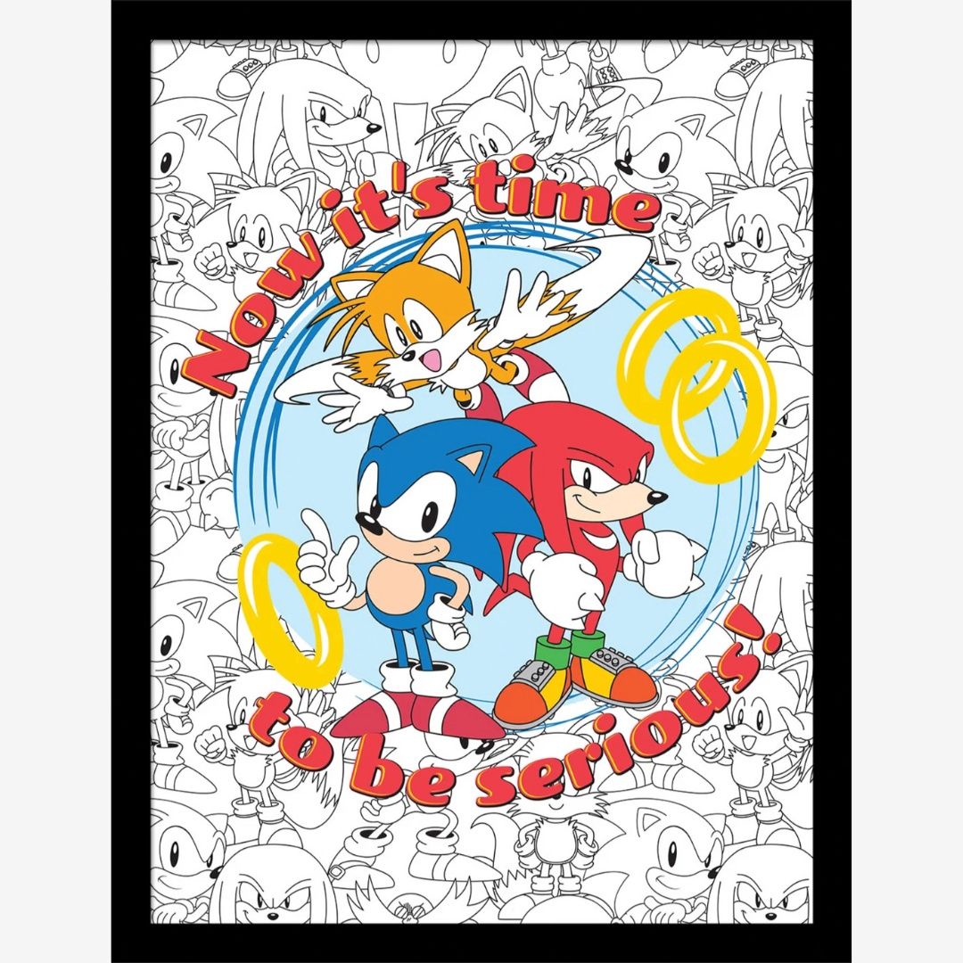 Sonic The Hedgehog (It&#39;s Time To Be Serious) Collector Print (Framed)