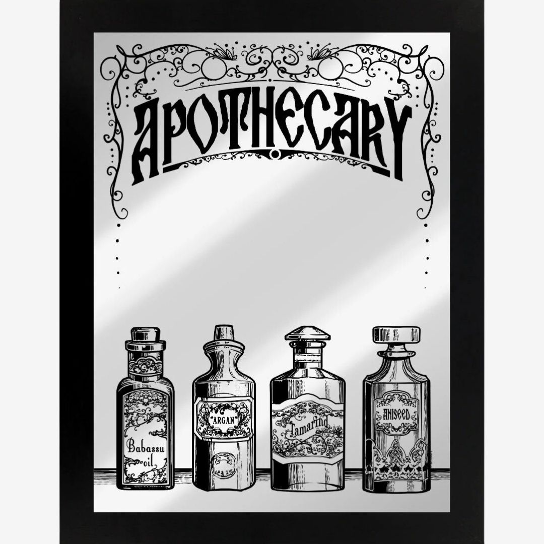 Framed Apothecary Mirrored Tin Sign