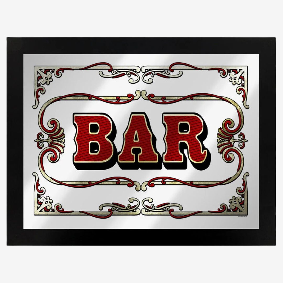 Framed Bar Mirrored Tin Sign