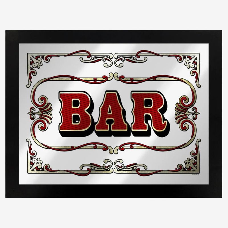 Framed Bar Mirrored Tin Sign
