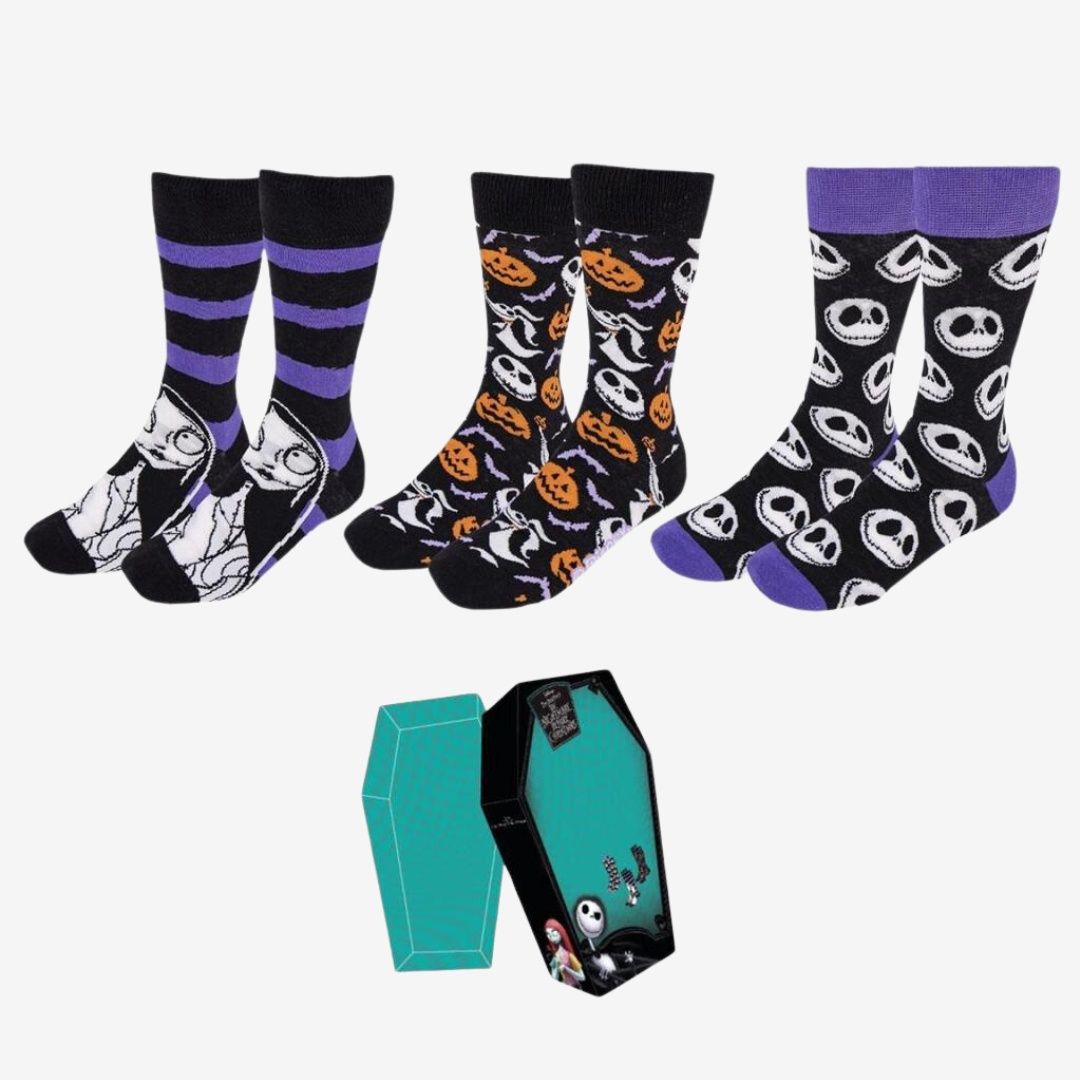 Nightmare Before Christmas Socks | 3-Icon Pack | Sizes UK 6-11
