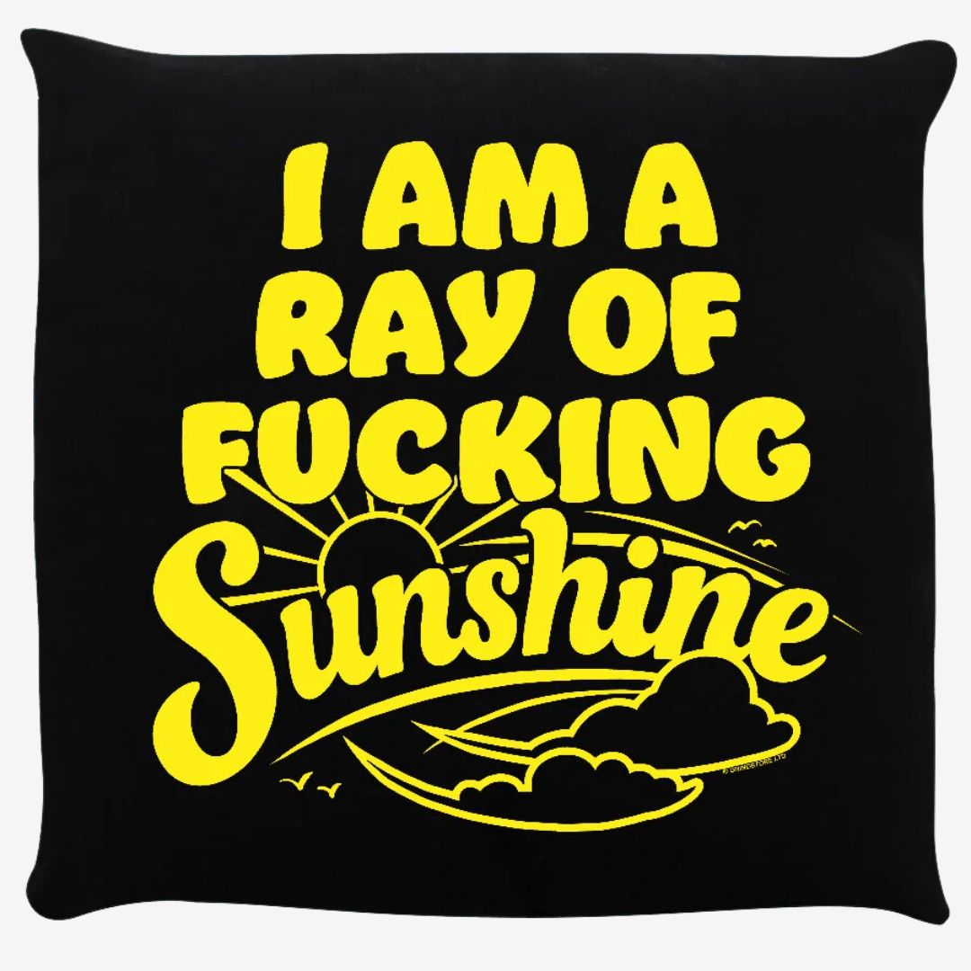 I Am A Ray of Fucking Sunshine Black Cushion