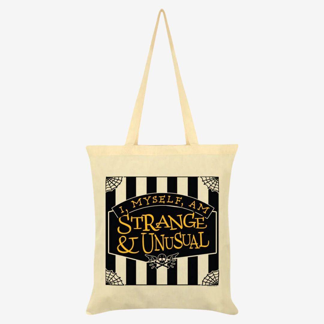 I, Myself, Am Strange &amp; Unusual Cream Tote Bag (Beetlejuice)