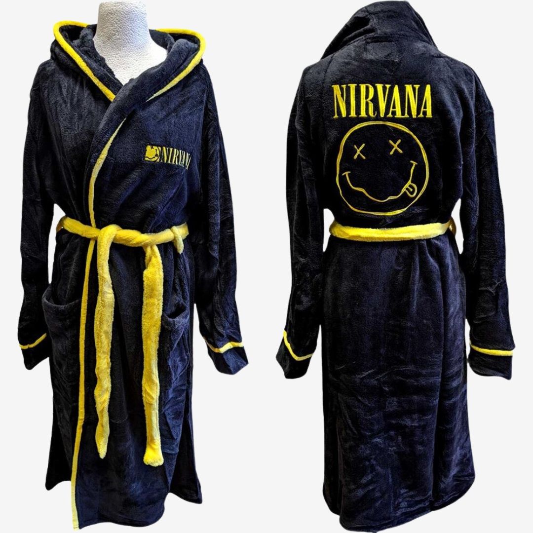 NIRVANA UNISEX BATHROBE: YELLOW SMILEY | SMALL/MEDIUM
