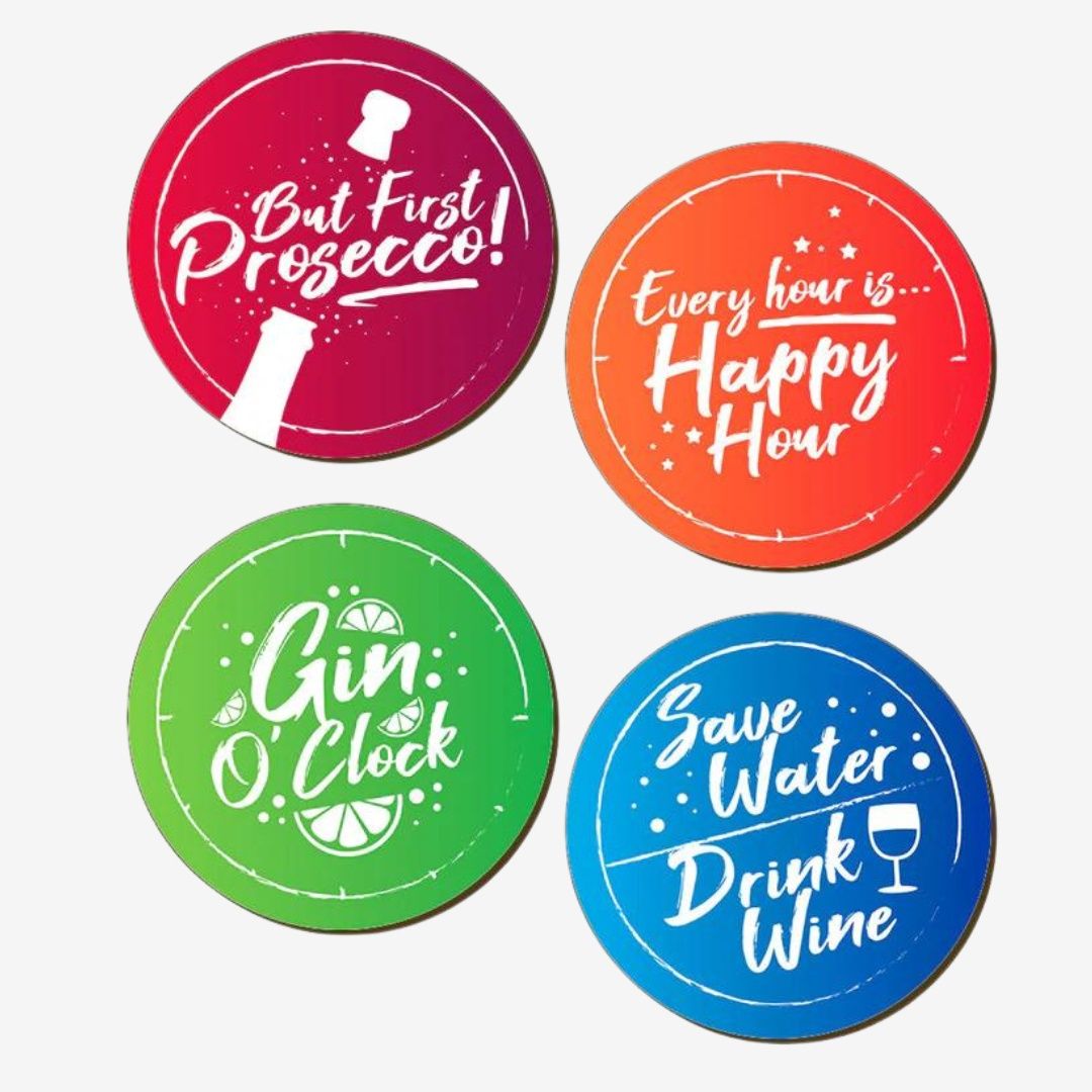 Every Hour Is Happy Hour 4 Piece Coaster Set