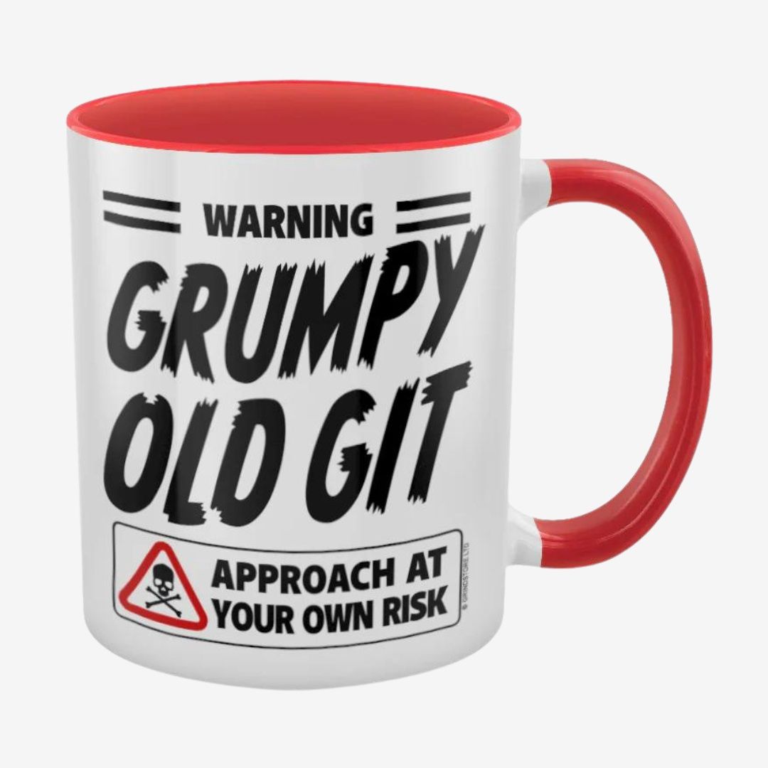 Warning Grumpy Old Git Red Inner 2-Tone Mug