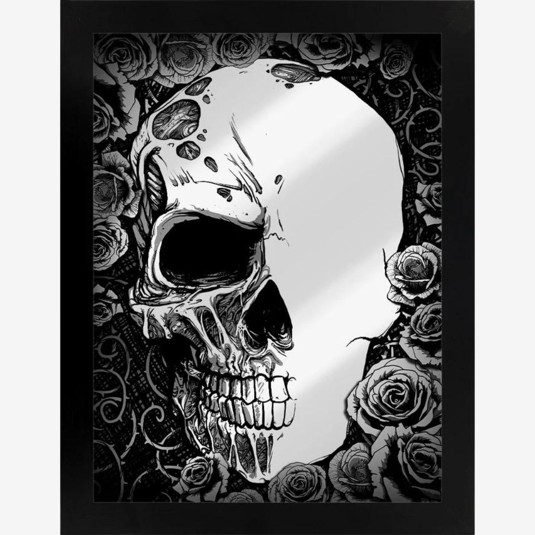 Framed Half Dead Mirrored Tin Sign