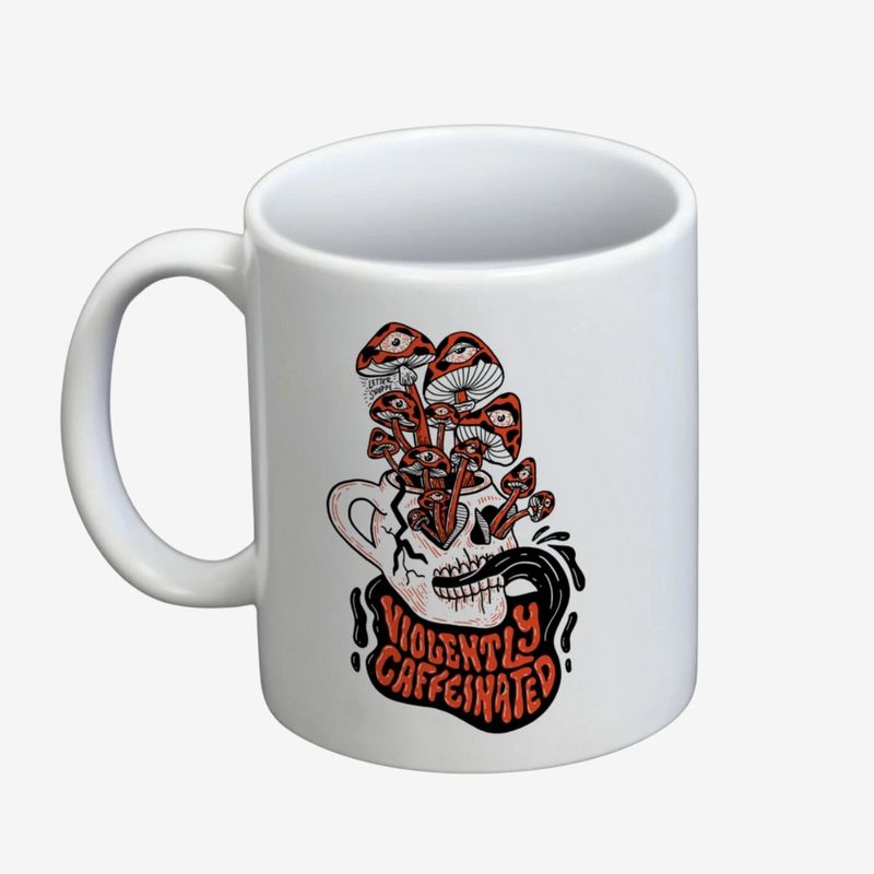 Letter Shoppe Violently Caffeinated White Pod Mug