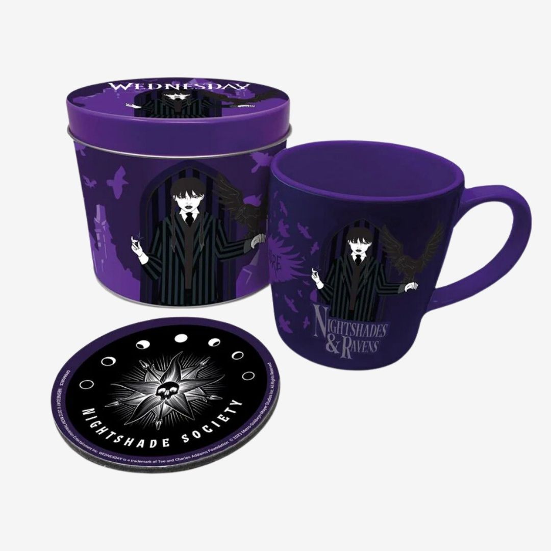 Wednesday Nightshades &amp; Ravens Mug &amp; Coaster Tin Gift Set