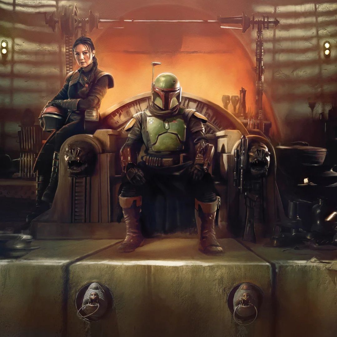 Boba Fett &amp; Fennec Shand on Throne 1/10 Scale Figure | The Mandalorian