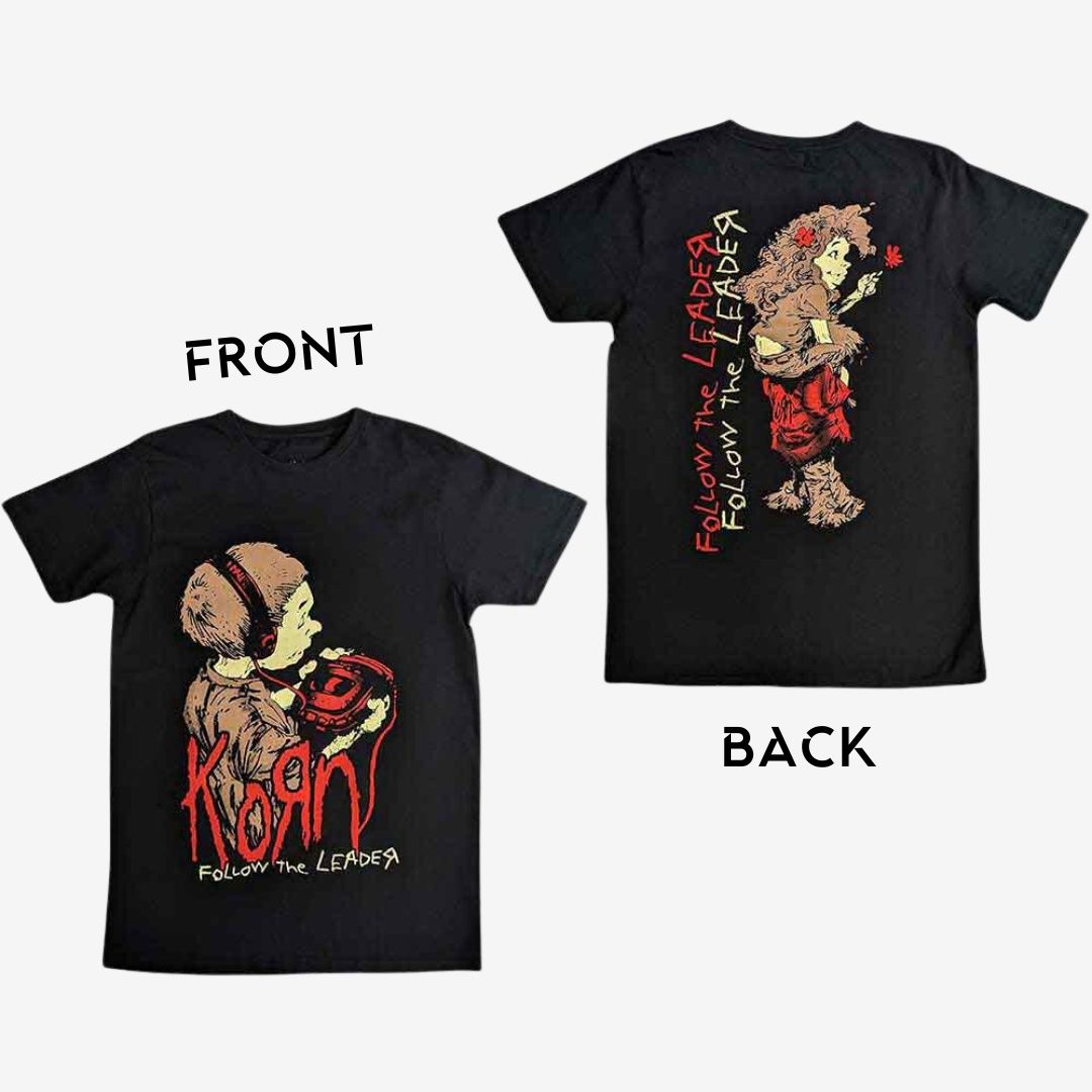 Korn Unisex T-Shirt: Follow The Leader (Back Print), Size: Small