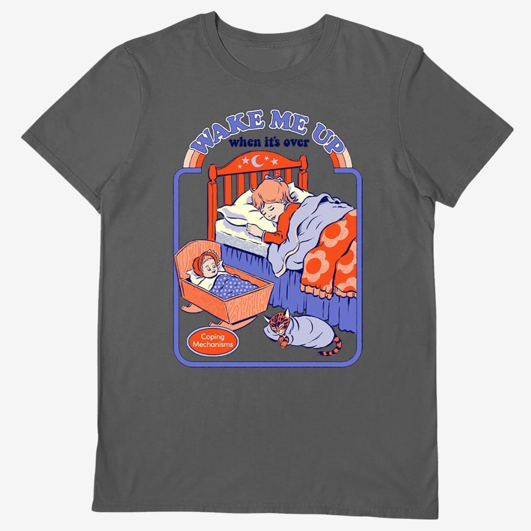 Wake Me Up Grey Unisex T-Shirt, Size: Small