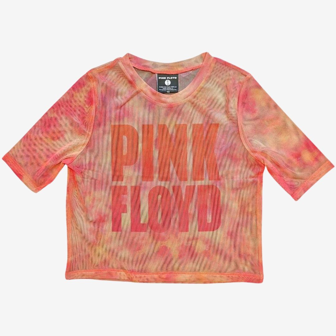 Pink Floyd Stacked Logo Mesh Crop Top, Size: XL (UK 16)