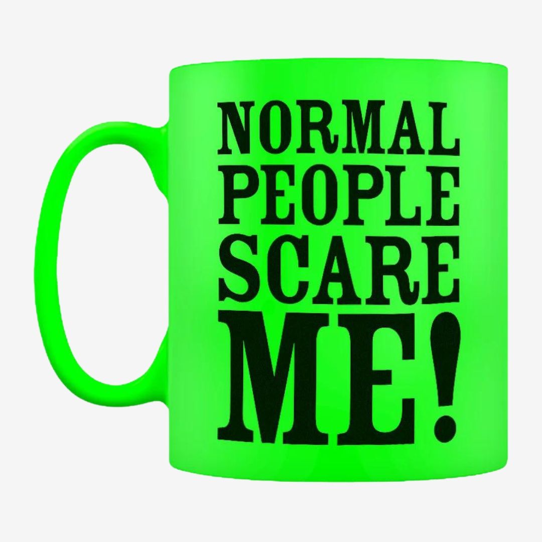 Normal People Scare Me Green Neon Mug