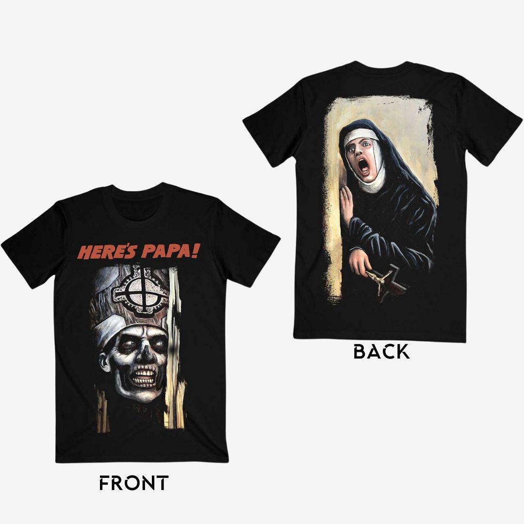 Ghost Unisex T-Shirt: Here&#39;s Papa (Back Print), Size: Small