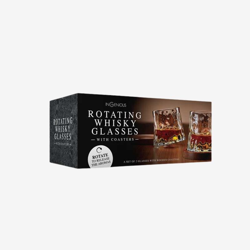 Rotating Whisky Glasses &amp; 2 Coasters