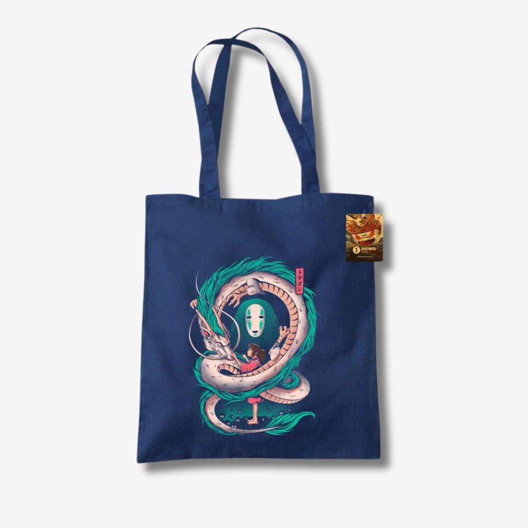 Ilustrata (The Girl And The Dragon) Navy Tote Bag