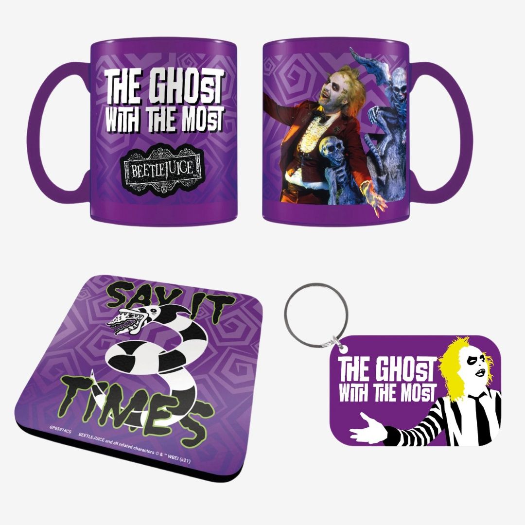 Beetlejuice Mug, Coaster &amp; Keychain Gift Set