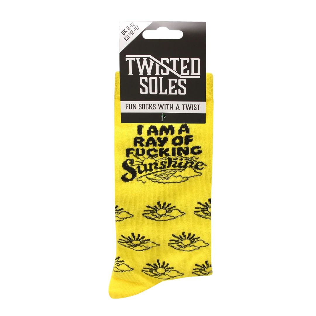 Twisted Soles Ray of Fucking Sunshine Adult Socks Size UK 8-12