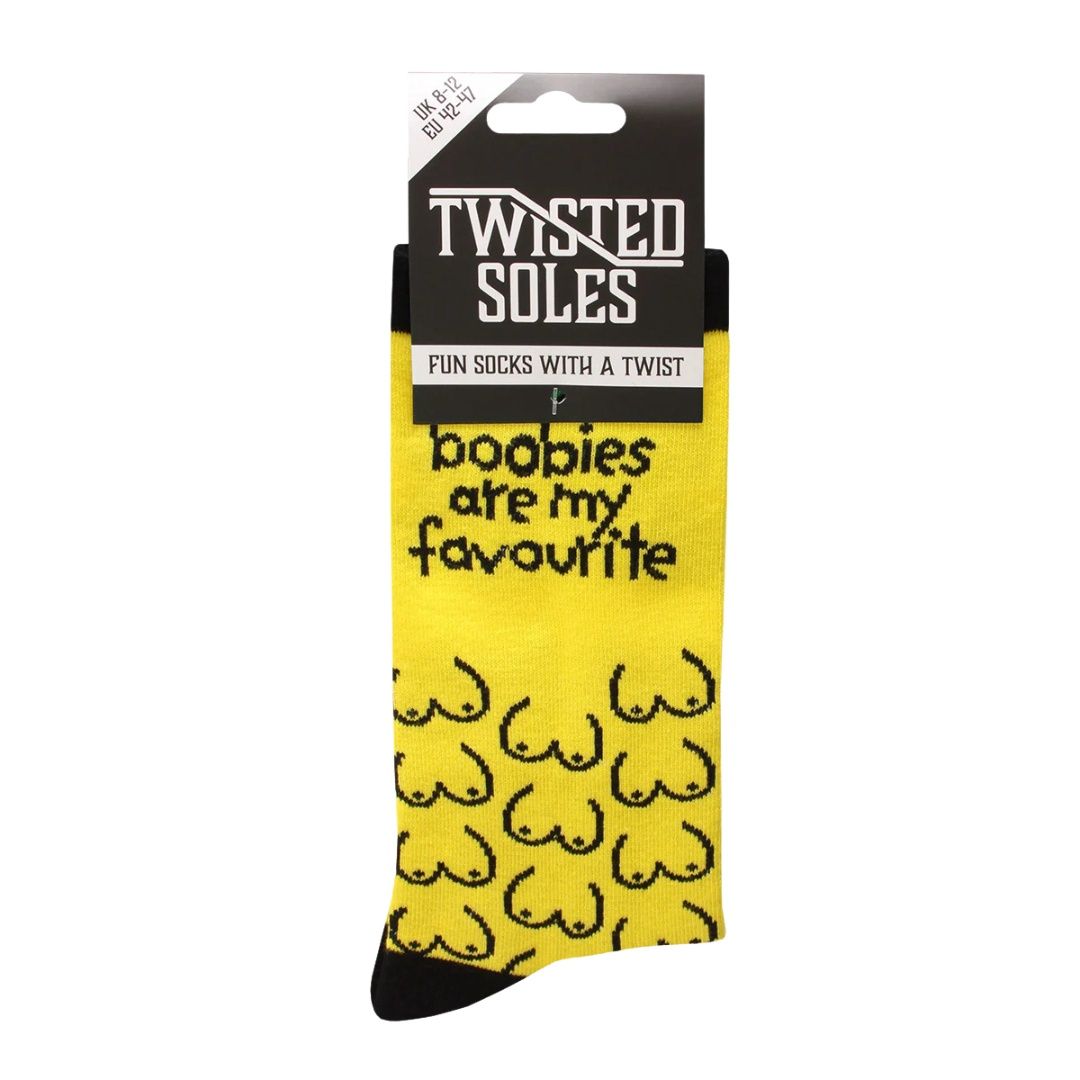 Twisted Soles Boobies Are My Favourite Adult Socks Size UK 8-12