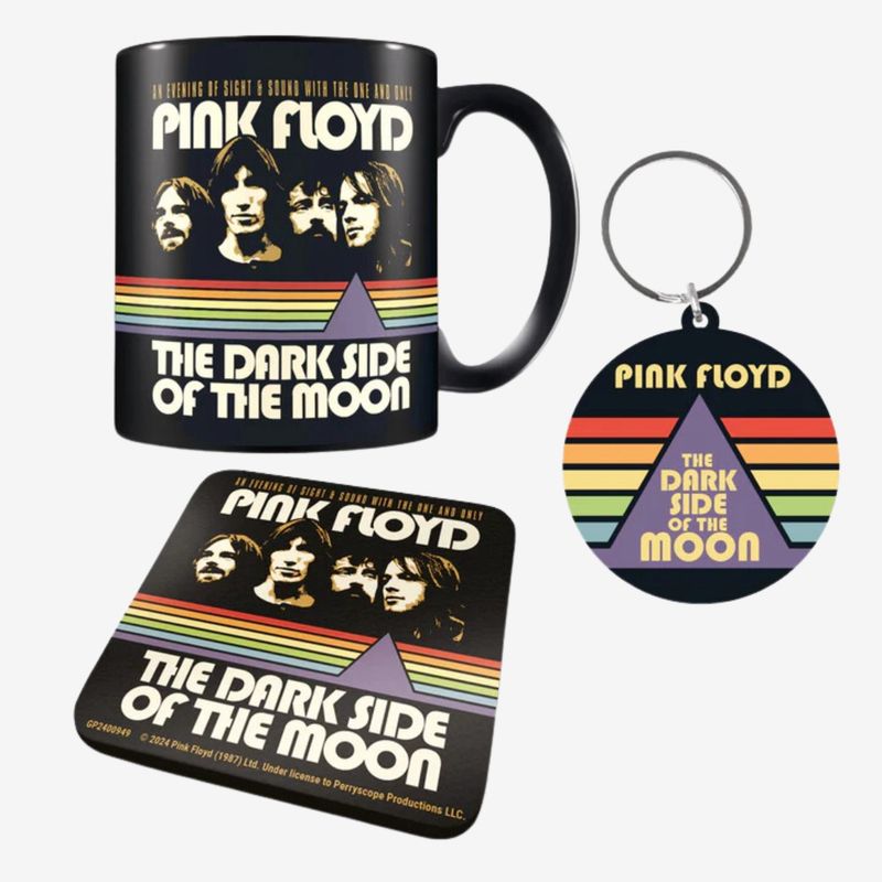 Pink Floyd (Vintage Dark Side) Mug, Coaster &amp; Keychain Gift Set