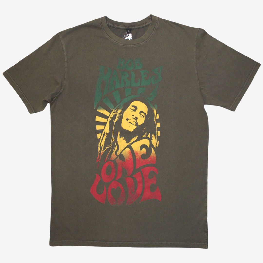 Bob Marley Unisex Stone Wash T-Shirt: One Love Gradient, Size: Small