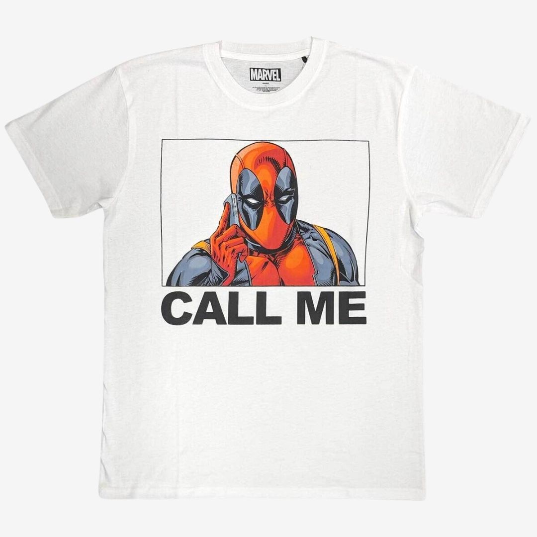 Marvel Comics Unisex T-Shirt: Deadpool Call Me, Size: Small