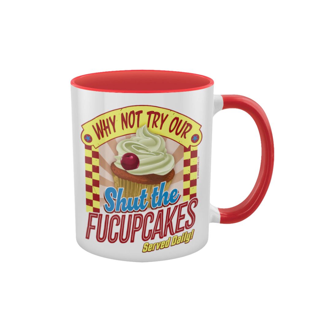 Why Not Try Our Shut The Fucupcakes Red Inner 2-Tone Mug
