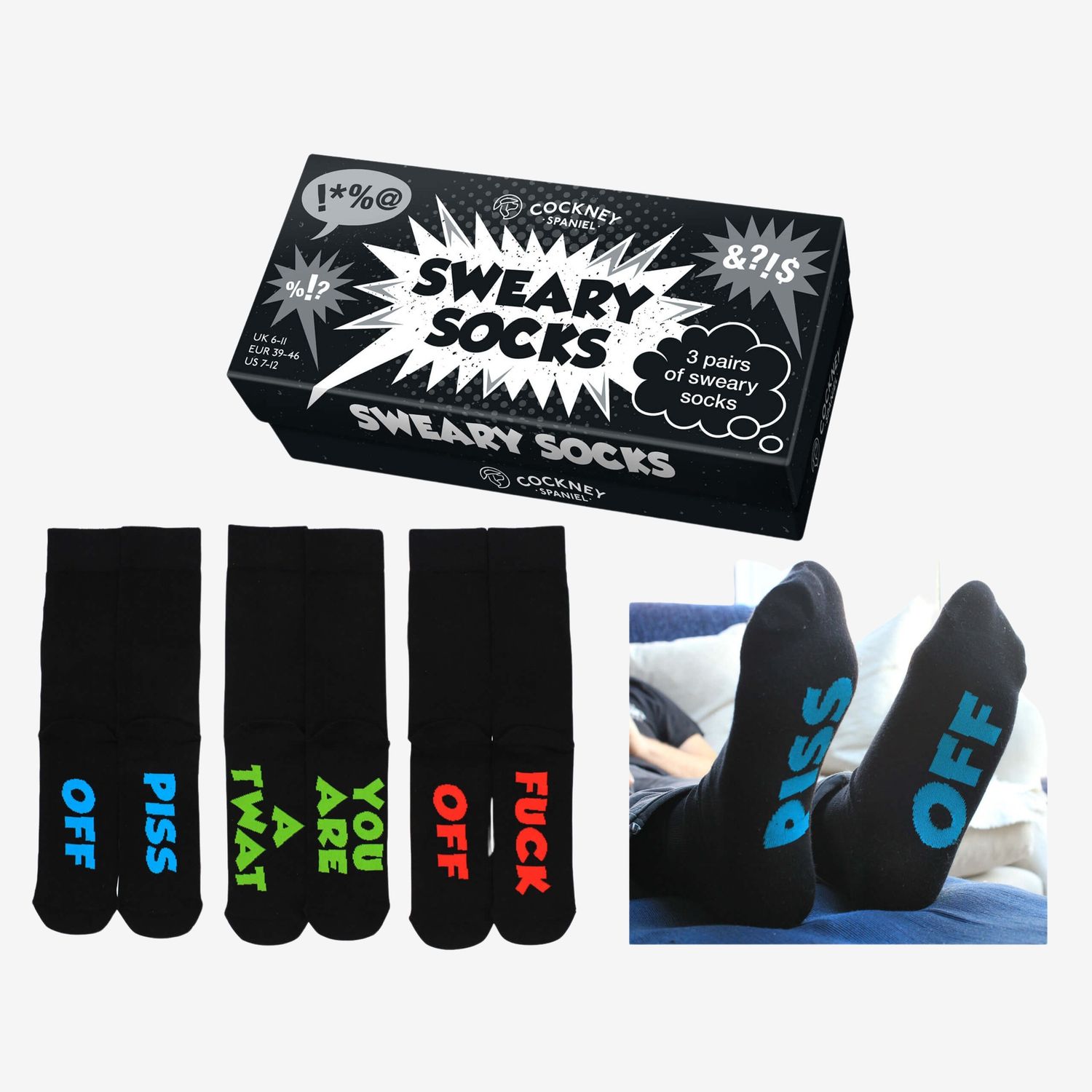 Sweary Socks 3 Matching Pairs of Socks
