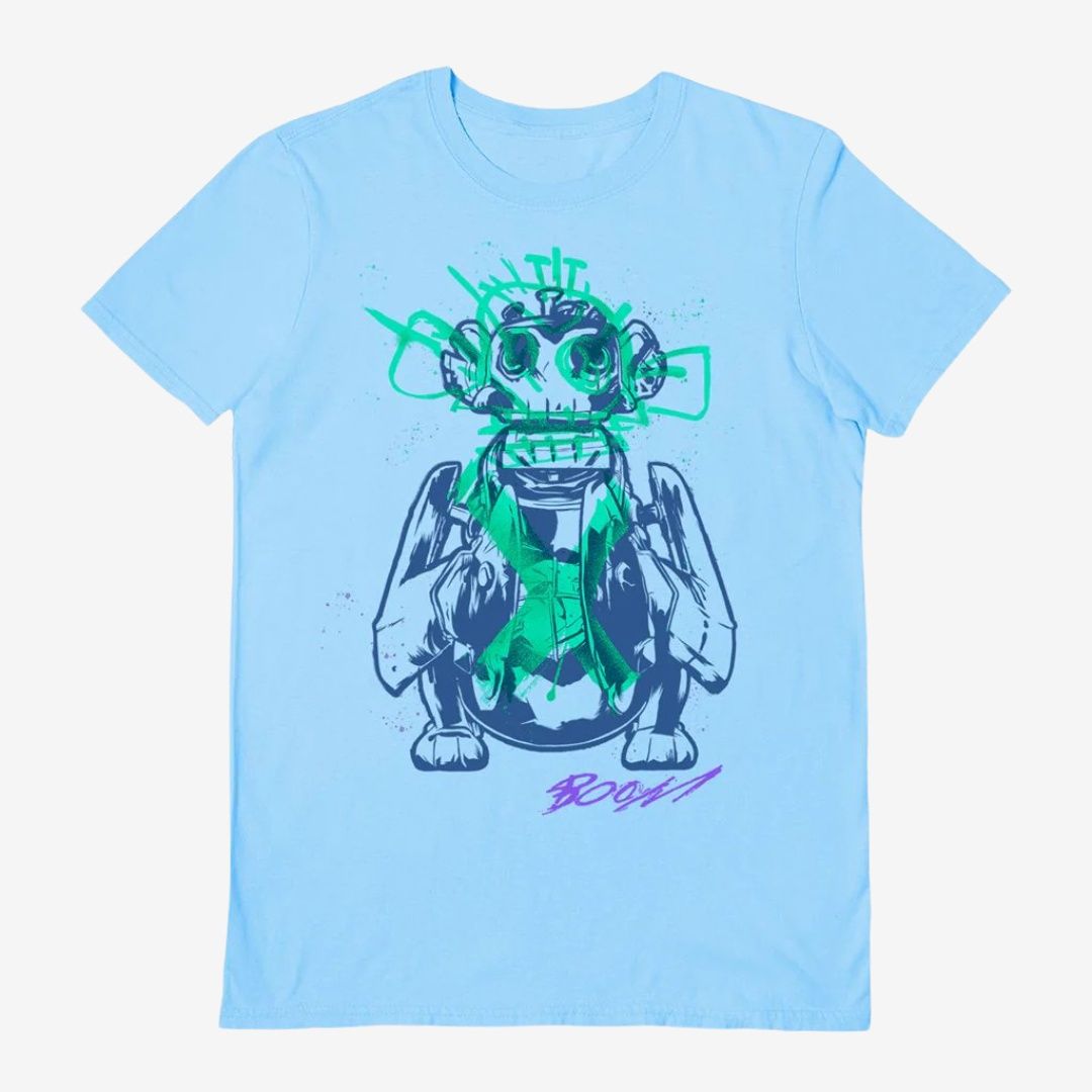 Arcane (Graffiti Monkey) Light Blue Unisex Short Sleeve T-Shirt, Size: Medium