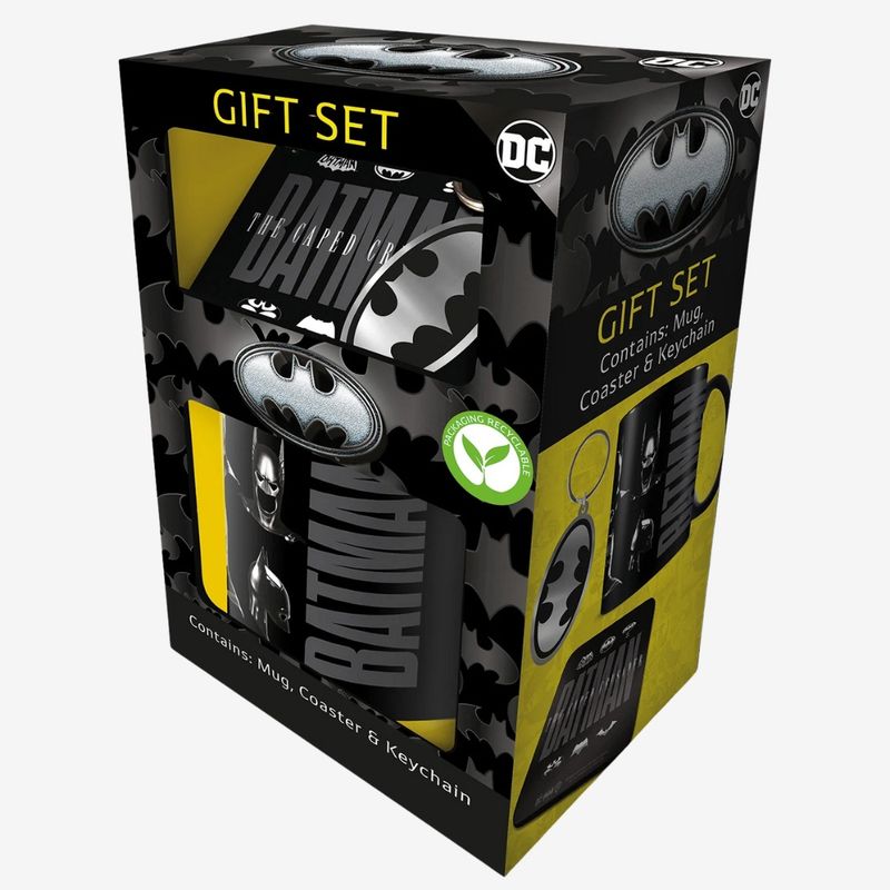 Batman (The Caped Crusader) Mug, Coaster &amp; Keychain Gift Set