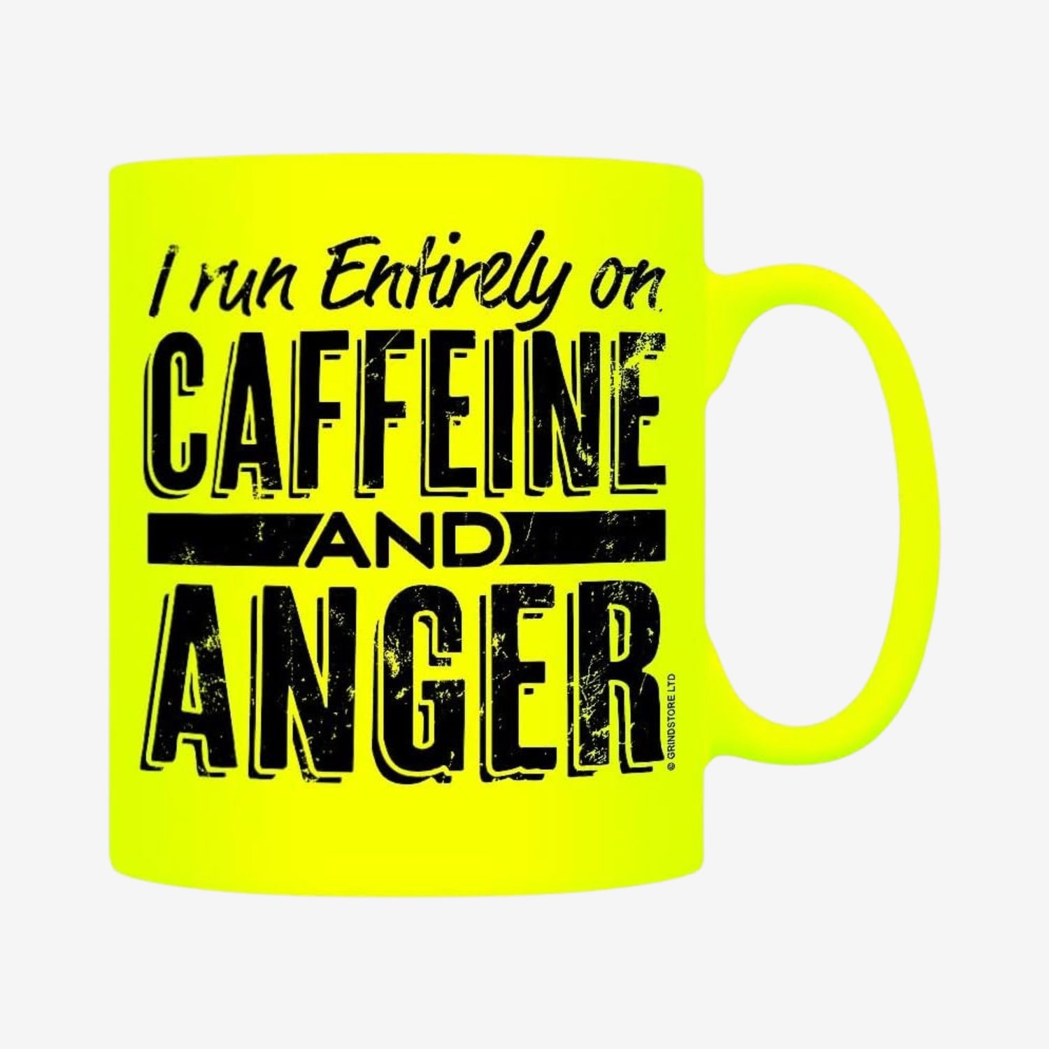 I Run Entirely On Caffeine And Anger Yellow Neon Mug