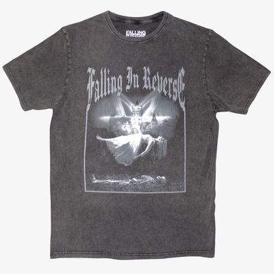Falling In Reverse Unisex Stone Wash Charcoal Grey T-Shirt: Floating