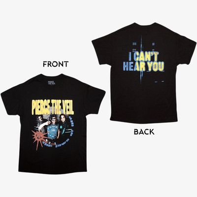 Pierce The Veil Unisex Black T-Shirt: I Can&#39;t Hear You (Back Print)