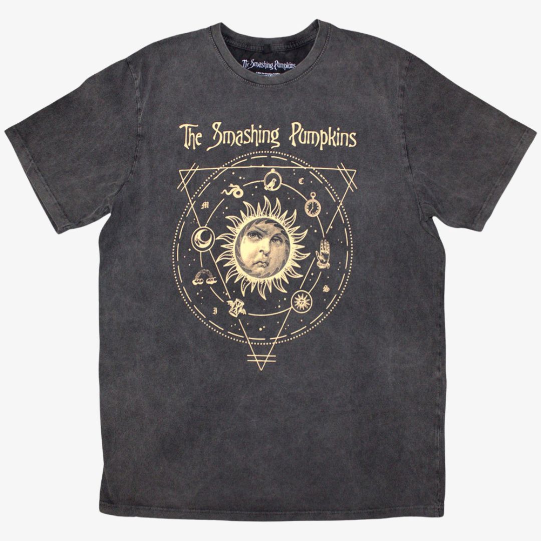 The Smashing Pumpkins Unisex Stone Wash T-Shirt: Celestial Sun, Size: Large