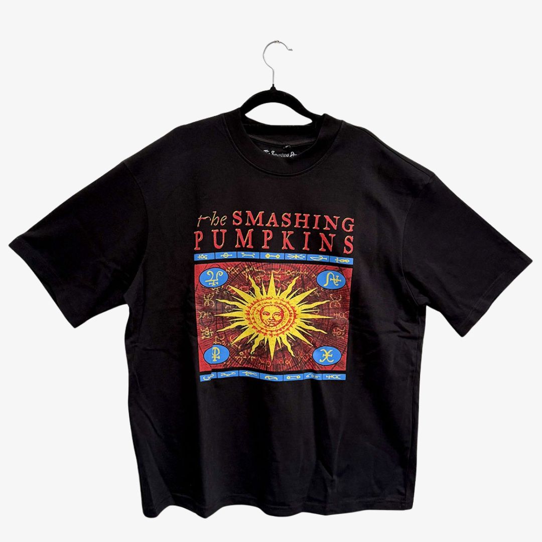 The Smashing Pumpkins Unisex Black Oversized Boxy T-Shirt: Sun Box, Size: Medium