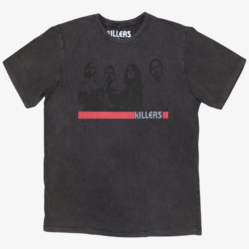 The Killers Unisex Stone Wash Charcoal Grey T-Shirt: Band Photo Mono