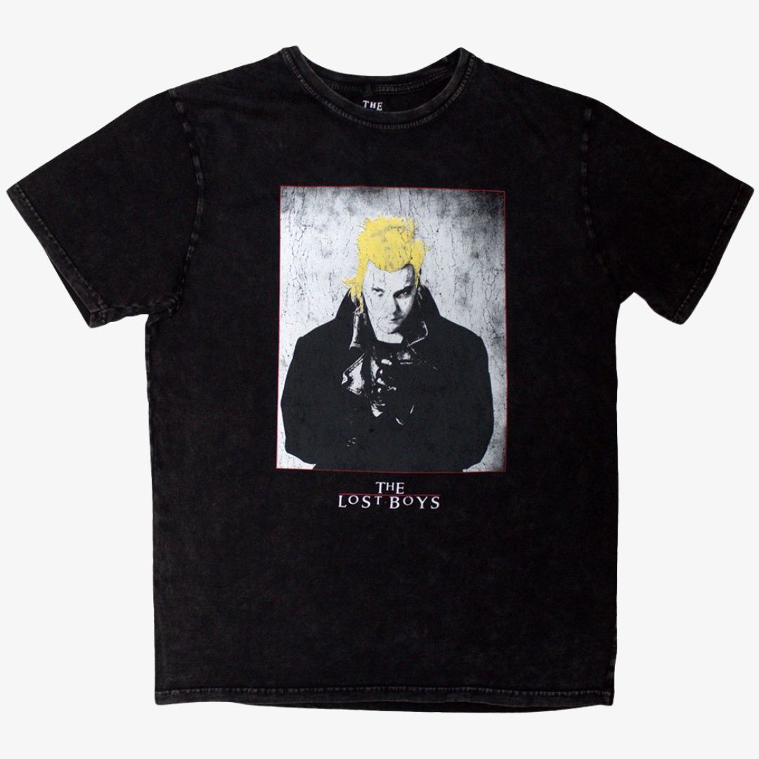The Lost Boys Unisex Black Stone Wash T-Shirt: David Poster, Size: Medium