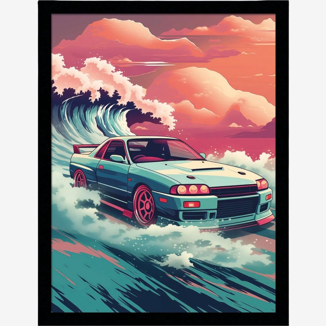 Wave Collection (Wave Cars Hakosuka) Framed 30x40cm Print