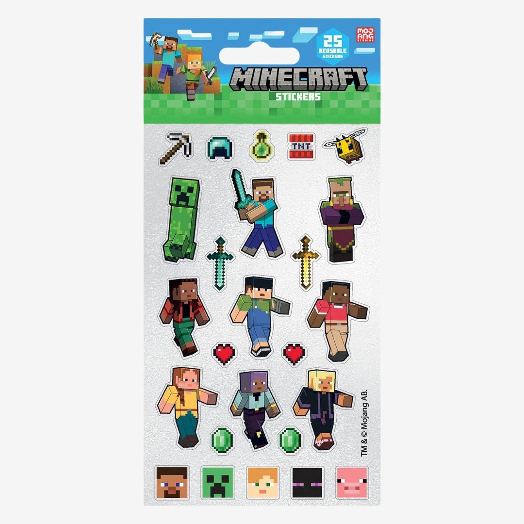 Minecraft (Characters) 25pc Reusable Foil Stickers