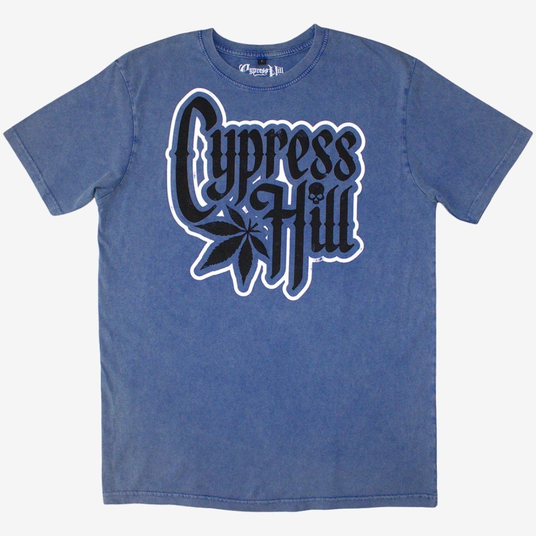 Cypress Hill Unisex Stone Wash T-Shirt: Logo (Denim Blue), Size: Medium