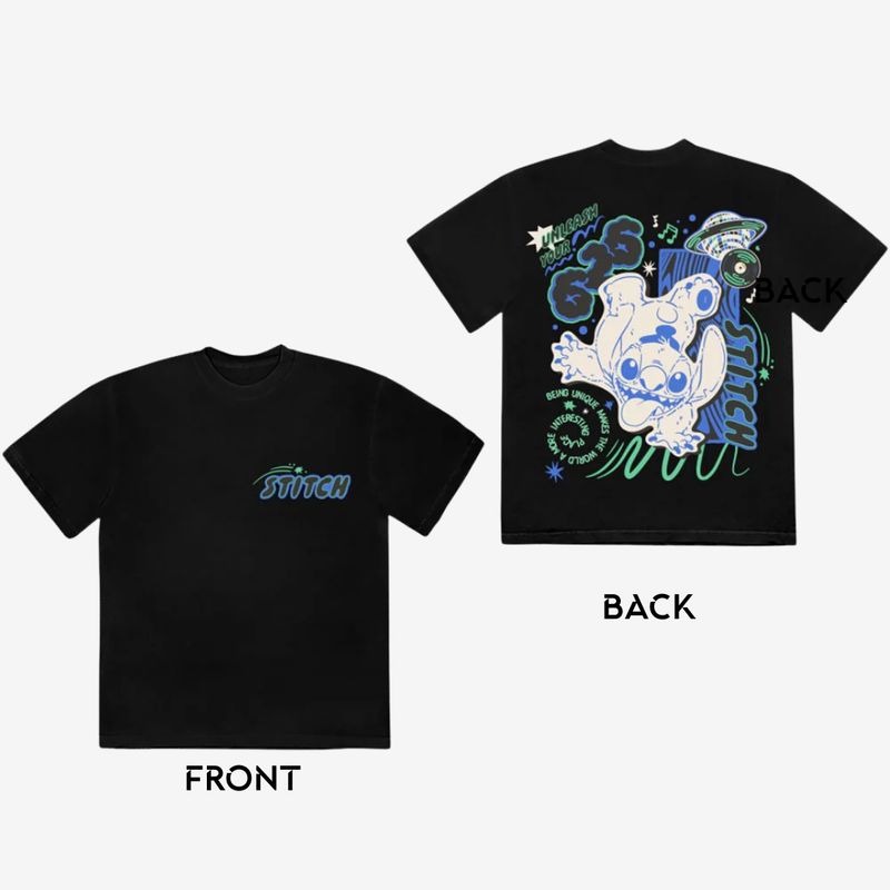 Disney Unisex T-Shirt: Stitch Handstand (Black) (Back Print)
