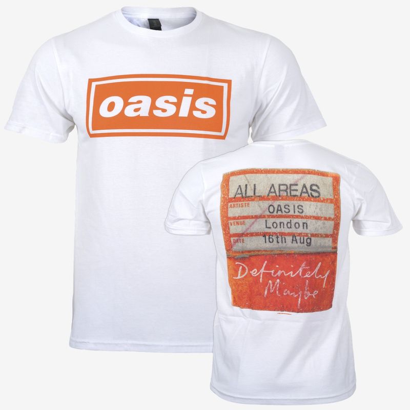 Oasis Unisex T-Shirt: Definitely Maybe AAA Pass (White)