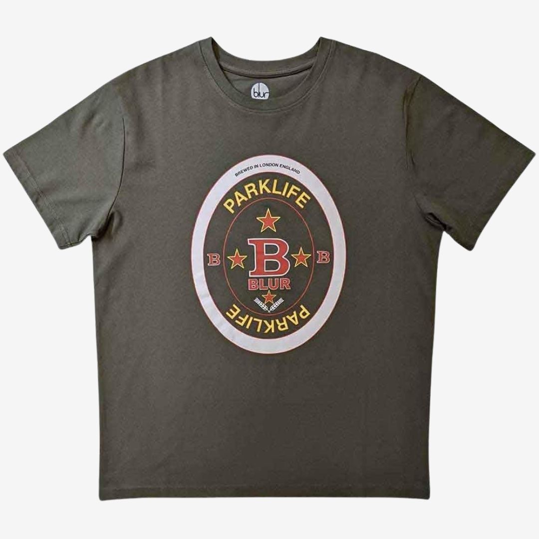 Blur Unisex T-Shirt: Parklife Beermat (Green), Size: Medium