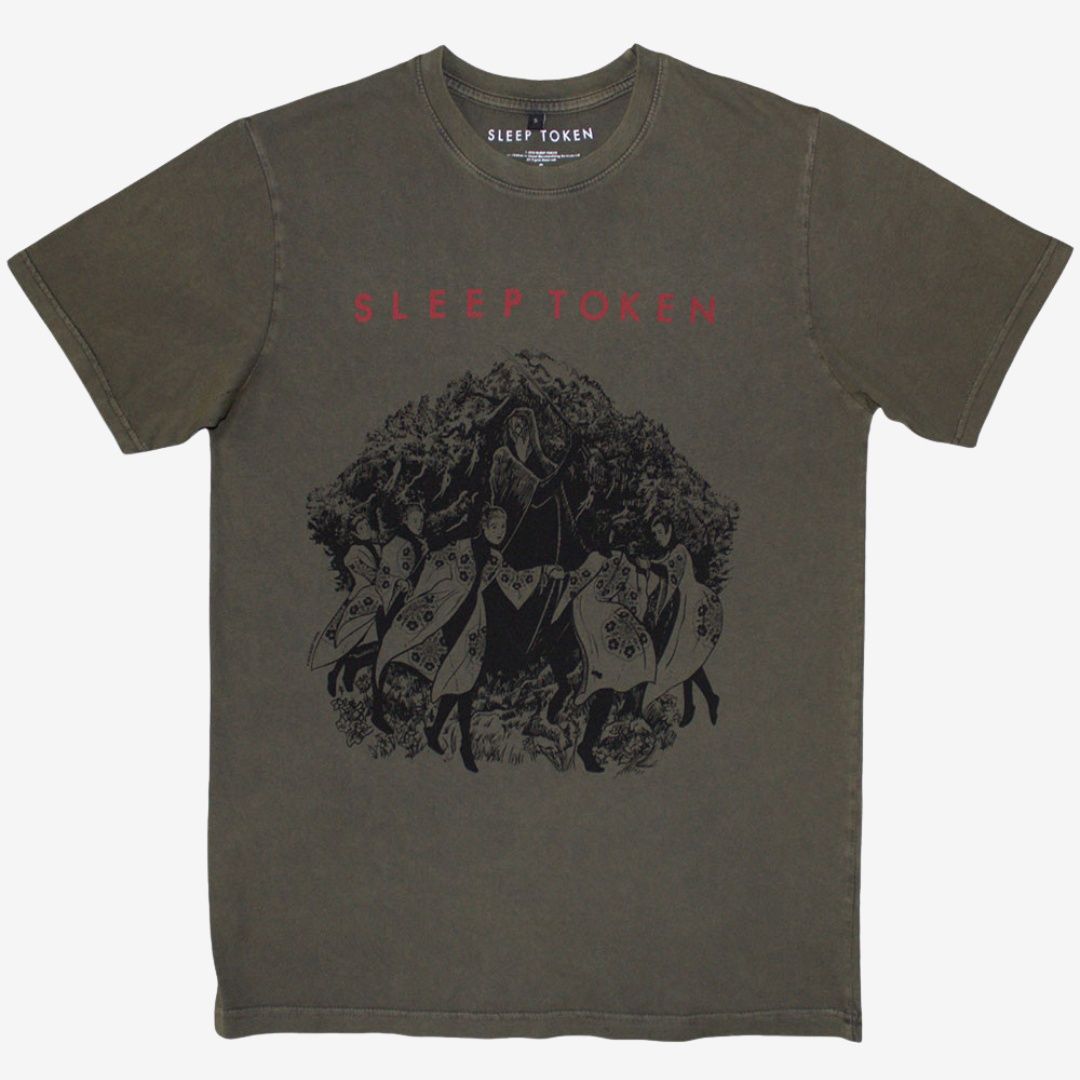 Sleep Token Unisex Stone Wash T-Shirt: The Love You Want (Green), Size: Medium