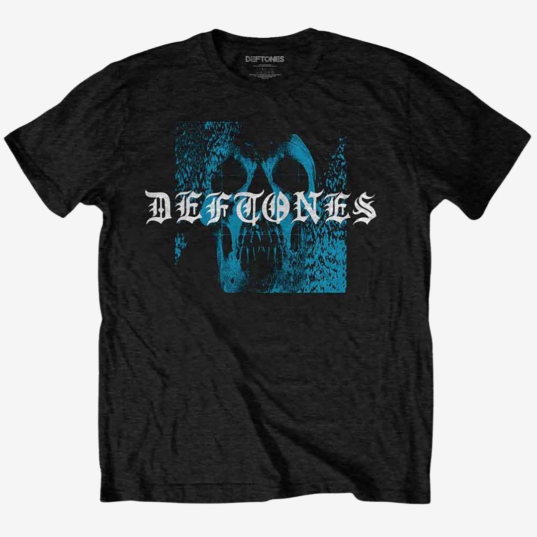 Deftones Unisex T-Shirt: Static Skull (Black) (Back Print), Size: Small