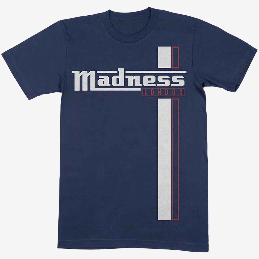 Madness Unisex T-Shirt: Stripes (Navy Blue), Size: Medium